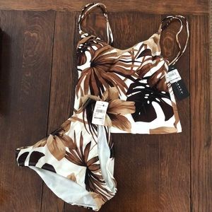 La Blanca Brown Palm Print Tankini Bathing Suit